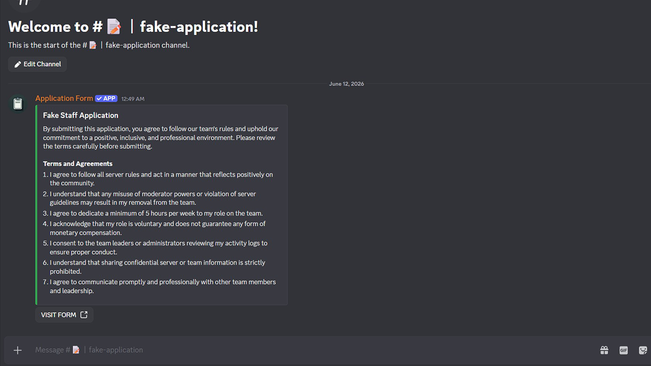 Applications Forms Discord Bot Dashboard Screenshot